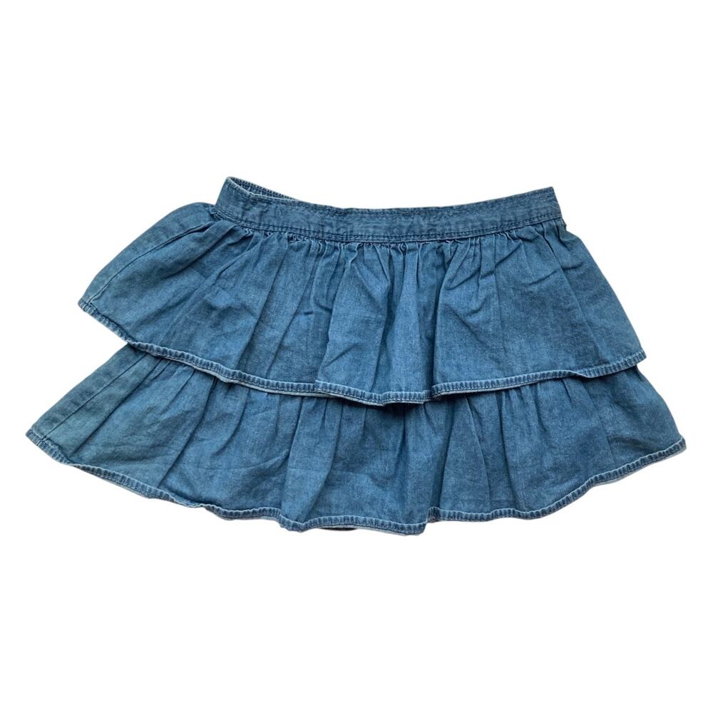Gymboree skirt 4T chambray pull-on ruffle Animal Party 100% cotton